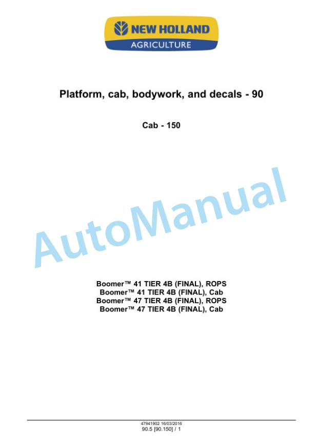 New Holland 41, 47 Boomer Tier 4B Final Compact Tractor Service Manual 47998522 5 New Holland 41, 47 Boomer Tier 4B Final Compact Tractor Service Manual 47998522 - Image 5
