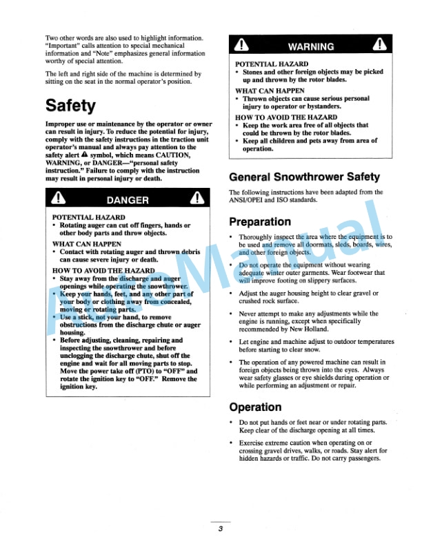 New Holland 42 Snowthrower Operation and Maintenance Manual 86602846 2 New Holland 42 Snowthrower Operation and Maintenance Manual 86602846-2