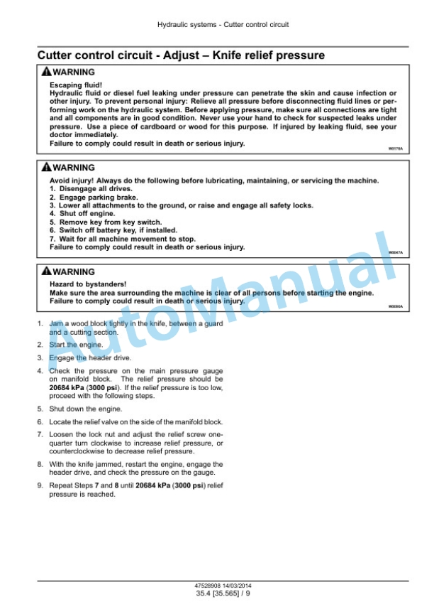 New Holland 425HB, 430HB, 436HB, 440HB DuraSwath Draper Header Service Manual 47528908-3