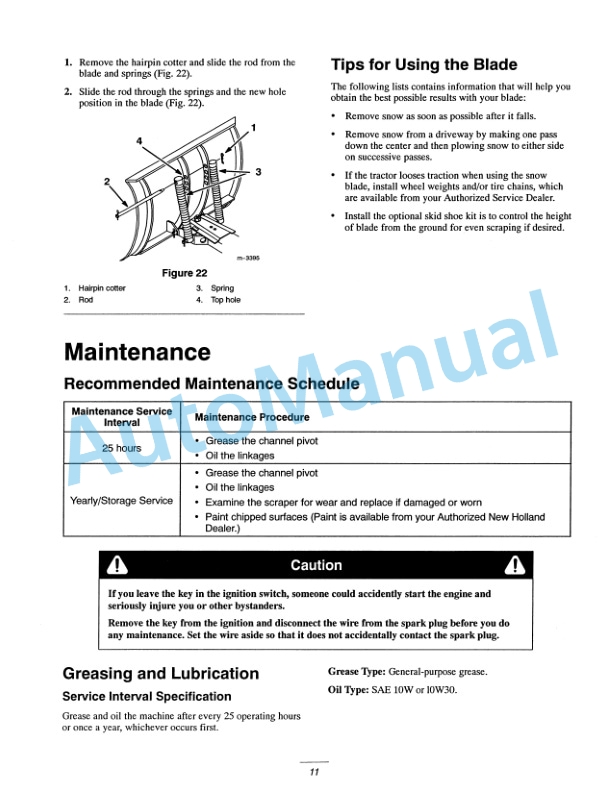 New Holland 48 Snow Blade Operation and Maintenance Manual 86619977 5 New Holland 48 Snow Blade Operation and Maintenance Manual 86619977-5