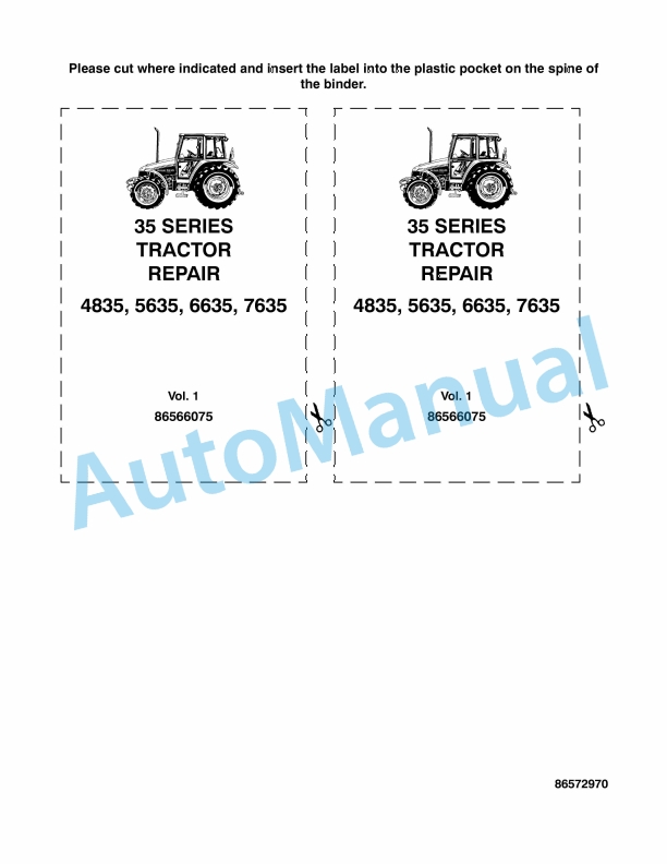 New Holland 4835, 5635, 6635, 7635 Tractor Repair Manual 86566076 1 New Holland 4835, 5635, 6635, 7635 Tractor Repair Manual 86566076