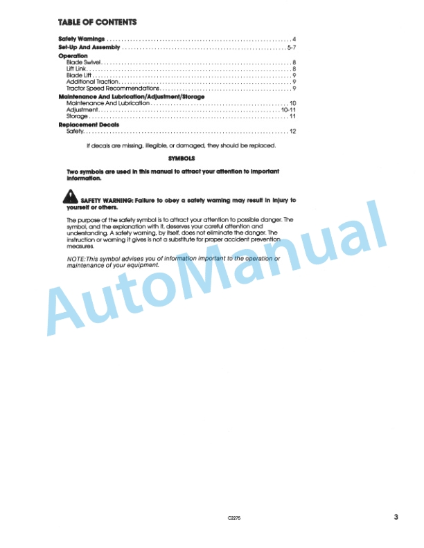 New Holland 48in Spring Trip Front Blade Operation and Maintenance Manual 42644812 2 New Holland 48in Spring Trip Front Blade Operation and Maintenance Manual 42644812-2