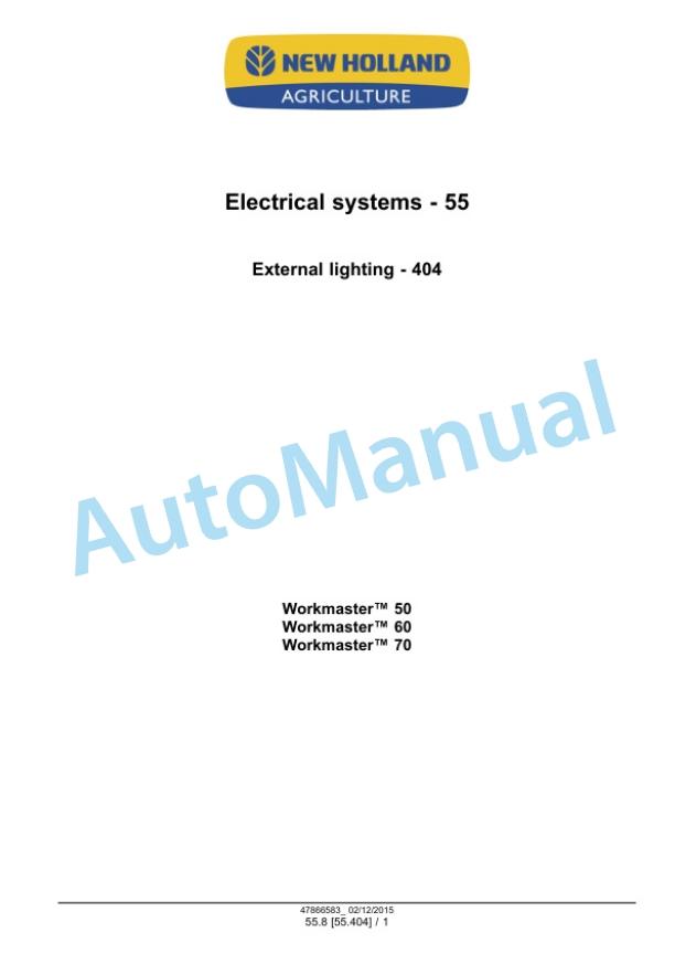 New Holland 50, 60, 70 Workmaster Tier 4B Final Tractor Service Manual 47951333 5 New Holland 50, 60, 70 Workmaster Tier 4B Final Tractor Service Manual 47951333 - Image 5