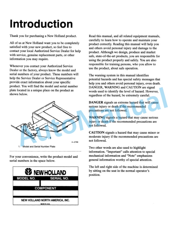New Holland 50 Mid-Mount Blade Operation and Maintenance Manual 86602579 2 New Holland 50 Mid-Mount Blade Operation and Maintenance Manual 86602579-2