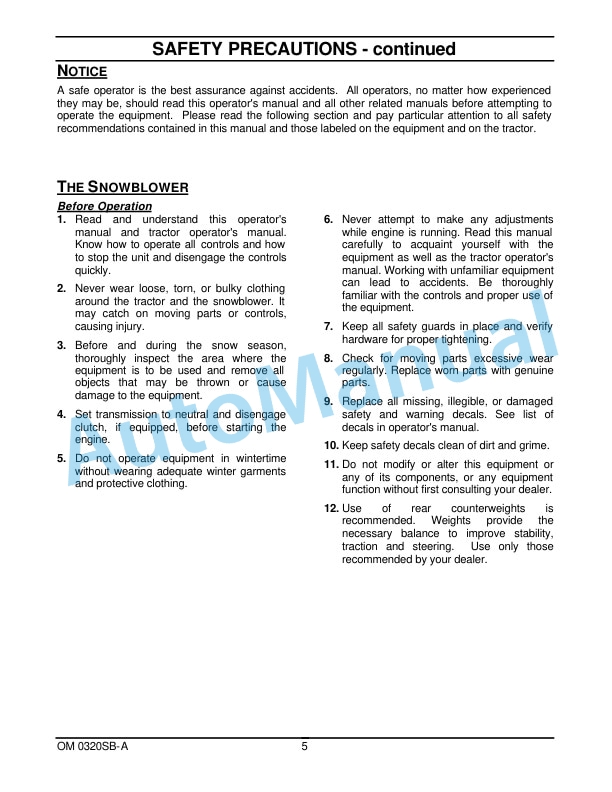 New Holland 50CS 50in Snowblower Operation and Maintenance Manual 87300084 2 New Holland 50CS 50in Snowblower Operation and Maintenance Manual 87300084-2
