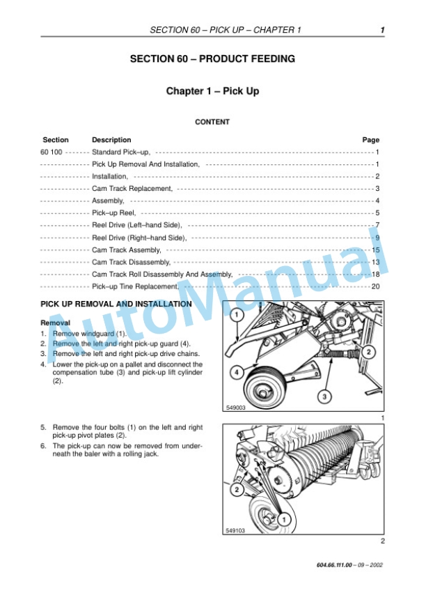 New Holland 544, 548 Round Baler Repair Manual 6046611100 3 New Holland 544, 548 Round Baler Repair Manual 6046611100-3
