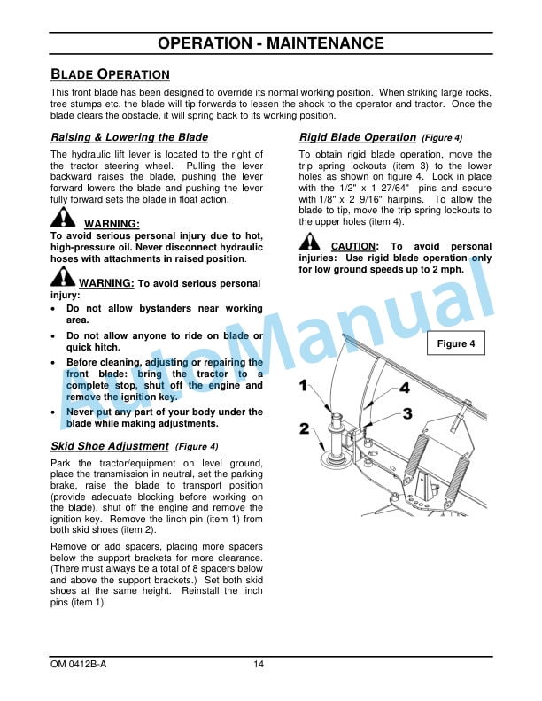 New Holland 60CBH 60in Front Dozer Blade Operation and Maintenance Manual 47391787 4 New Holland 60CBH 60in Front Dozer Blade Operation and Maintenance Manual 47391787-4