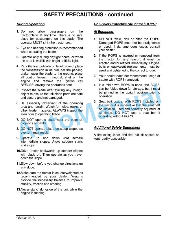 New Holland 702D 60in Front Dozer Blade Operation and Maintenance Manual 87300414 3 New Holland 702D 60in Front Dozer Blade Operation and Maintenance Manual 87300414-3