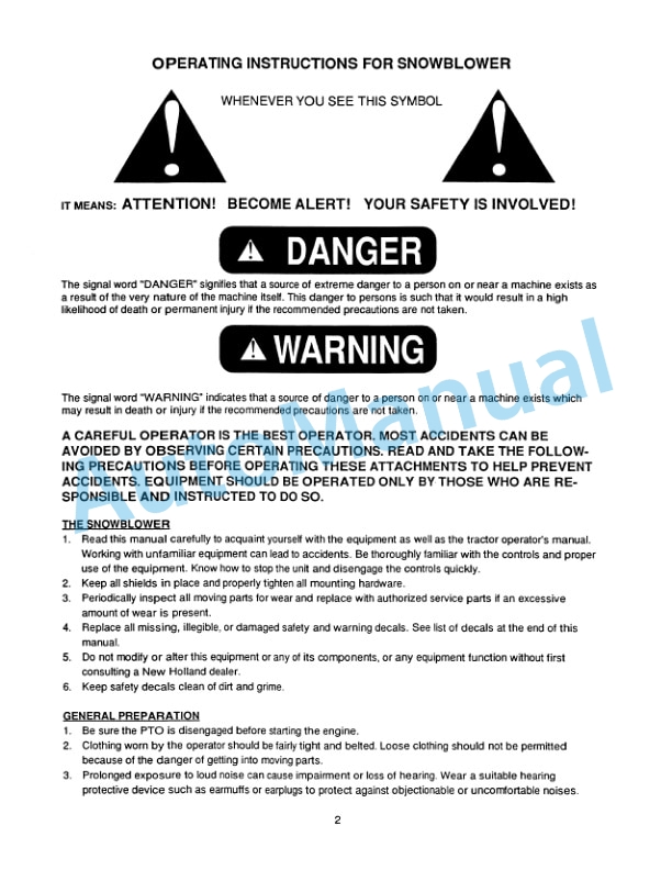 New Holland 716B Series 48in Front Mount Snowblower Attachment Operation and Maintenance Manual 42871650 2 New Holland 716B Series 48in Front Mount Snowblower Attachment Operation and Maintenance Manual 42871650-2