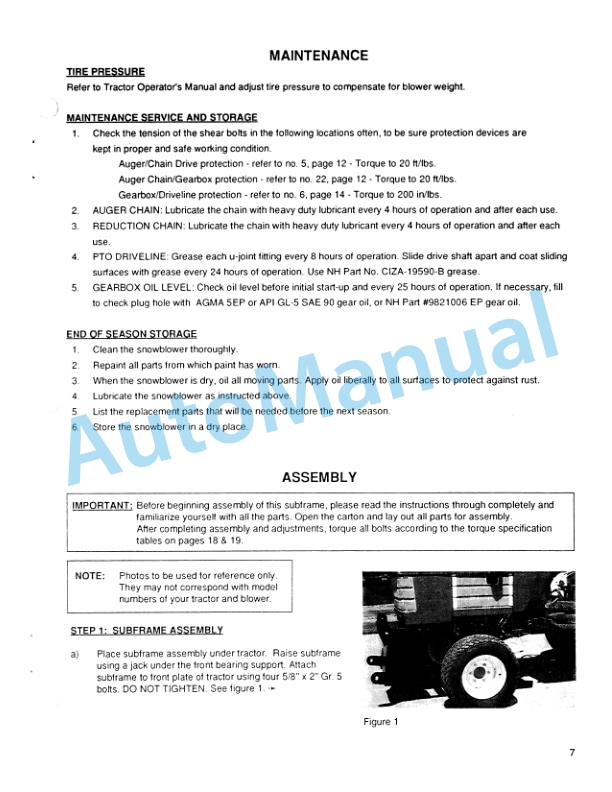 New Holland 716B Series 60in Front Mount Snowblower Attachment Operation and Maintenance Manual 42871670 3 New Holland 716B Series 60in Front Mount Snowblower Attachment Operation and Maintenance Manual 42871670 - Image 3