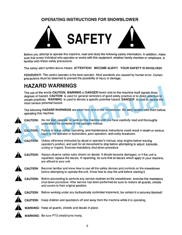 New Holland 716C Series 96in, 108in Snowblower Attachment Operation and Maintenance Manual 42871760 2 New Holland 716C Series 96in, 108in Snowblower Attachment Operation and Maintenance Manual 42871760-2