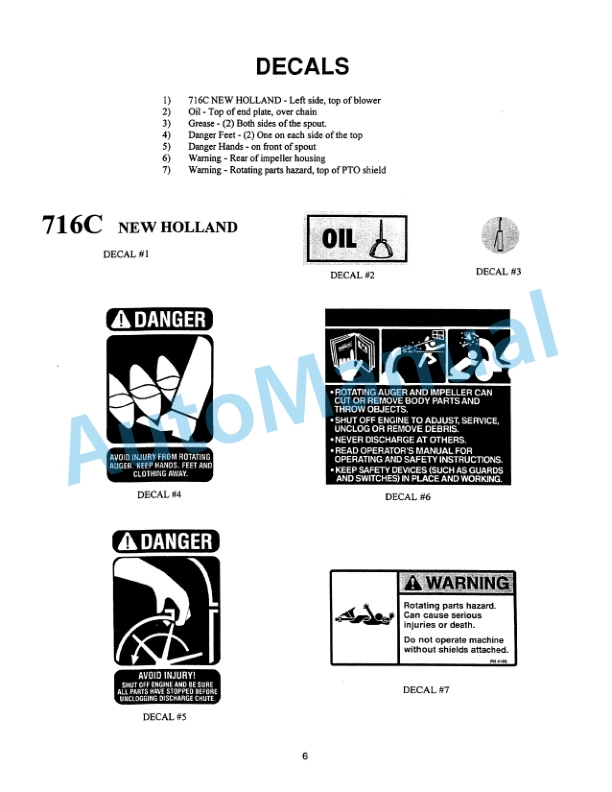New Holland 716C Series 96in, 108in Snowblower Attachment Operation and Maintenance Manual 42871760 3 New Holland 716C Series 96in, 108in Snowblower Attachment Operation and Maintenance Manual 42871760-3