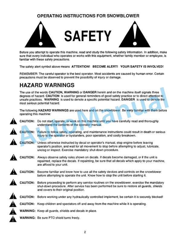 New Holland 716C Series 96in Snowblower Attachment Operation and Maintenance Manual 42871750 2 New Holland 716C Series 96in Snowblower Attachment Operation and Maintenance Manual 42871750-2