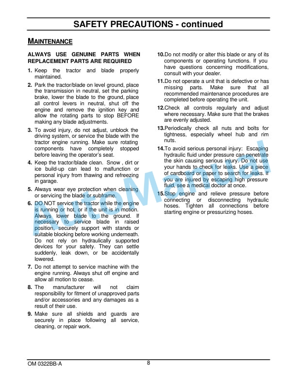 New Holland 72CB 72in Front Dozer Blade Operation and Maintenance Manual 87300415 3 New Holland 72CB 72in Front Dozer Blade Operation and Maintenance Manual 87300415-3
