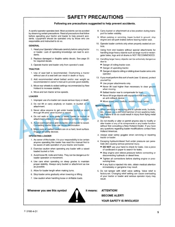 New Holland 7312 Series Quick Attach Farm Loader Operation and Maintenance Manual 86632636 2 New Holland 7312 Series Quick Attach Farm Loader Operation and Maintenance Manual 86632636-2