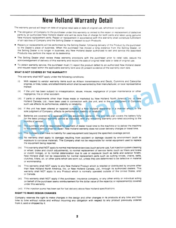 New Holland 7414 Loader Operation and Maintenance Manual 43741410 2 New Holland 7414 Loader Operation and Maintenance Manual 43741410-2