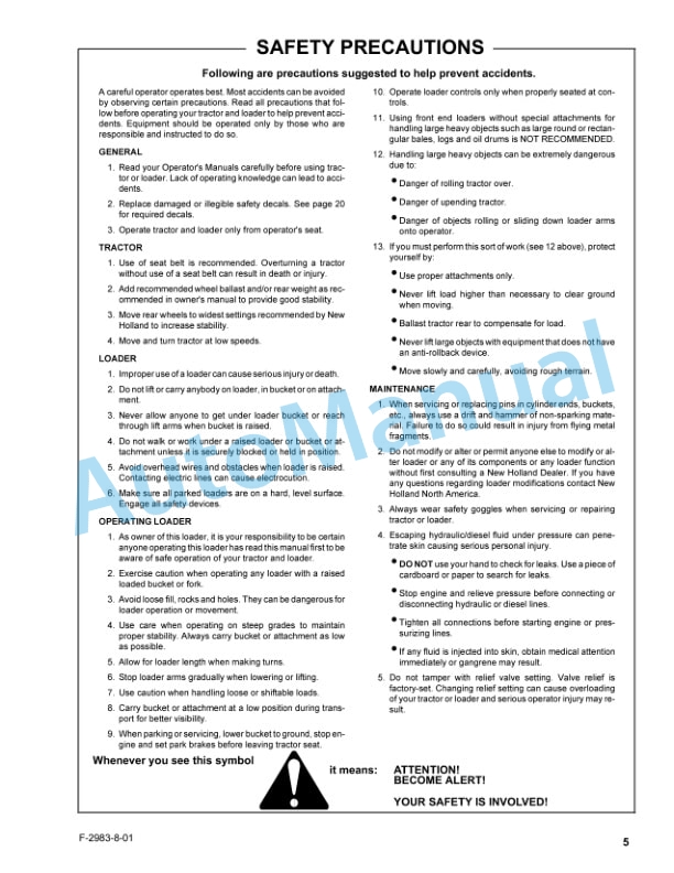 New Holland 7514 Series Quick Attach Farm Loader Operation and Maintenance Manual 86705169 2 New Holland 7514 Series Quick Attach Farm Loader Operation and Maintenance Manual 86705169-2