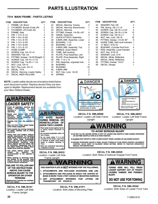 New Holland 7514 Series Quick Attach Farm Loader Operation and Maintenance Manual 86705169 5 New Holland 7514 Series Quick Attach Farm Loader Operation and Maintenance Manual 86705169-5