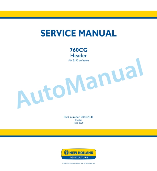 New Holland 760CG Header Service Manual 90402831 1 New Holland 760CG Header Service Manual 90402831