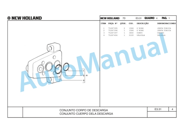 New Holland 7D Crawler Tractor Parts Catalogue 75314391 BR 4 New Holland 7D Crawler Tractor Parts Catalogue 75314391 BR-4