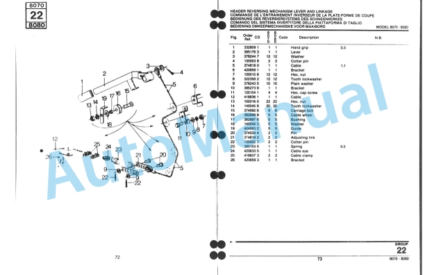 New Holland 8070, 8080 Combine Service Parts Catalogue 497108 2 New Holland 8070, 8080 Combine Service Parts Catalogue 497108-2