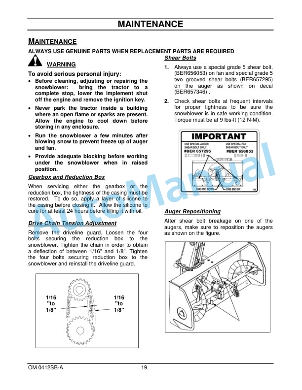 New Holland 836GS 60in Snowblower Operation and Maintenance Manual 47524263 4 New Holland 836GS 60in Snowblower Operation and Maintenance Manual 47524263-4