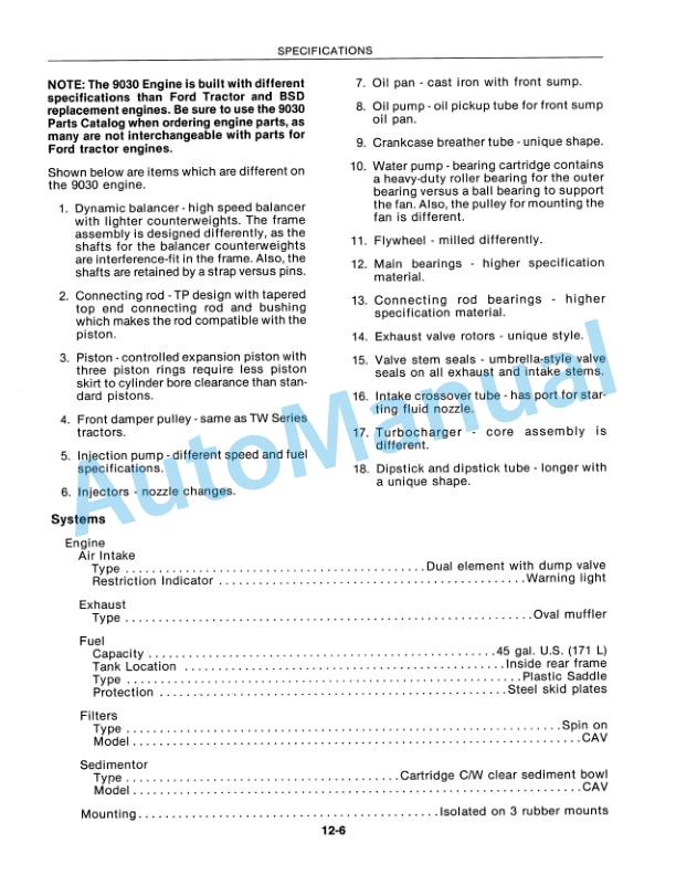 New Holland 9030 Specifications Repair Manual 40903012 3 New Holland 9030 Specifications Repair Manual 40903012-3