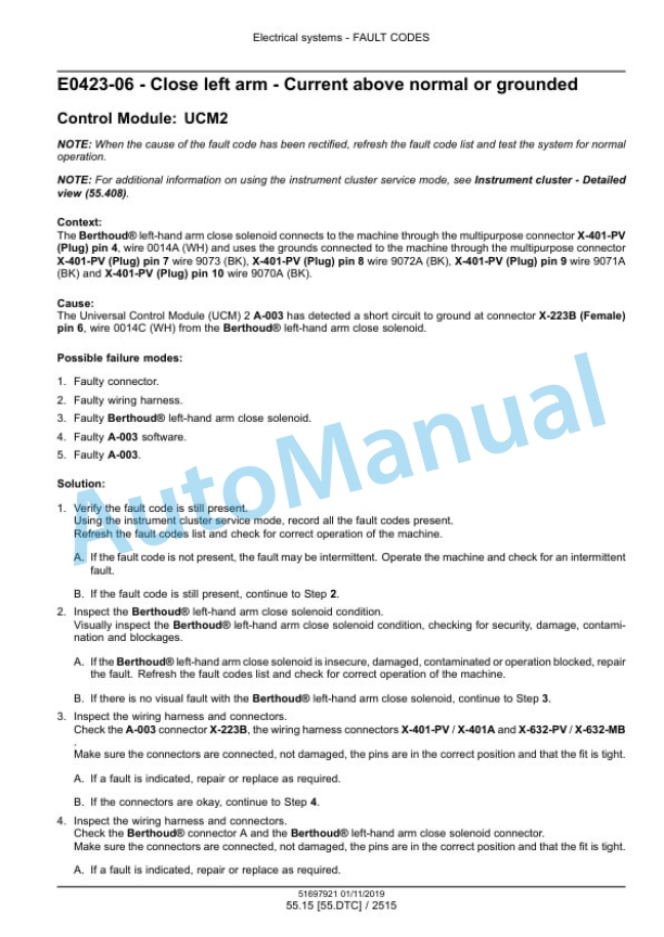 New Holland 9050L, 9070L, 9070M Grape Harvester Service Manual 51697921 5 New Holland 9050L, 9070L, 9070M Grape Harvester Service Manual 51697921 - Image 5