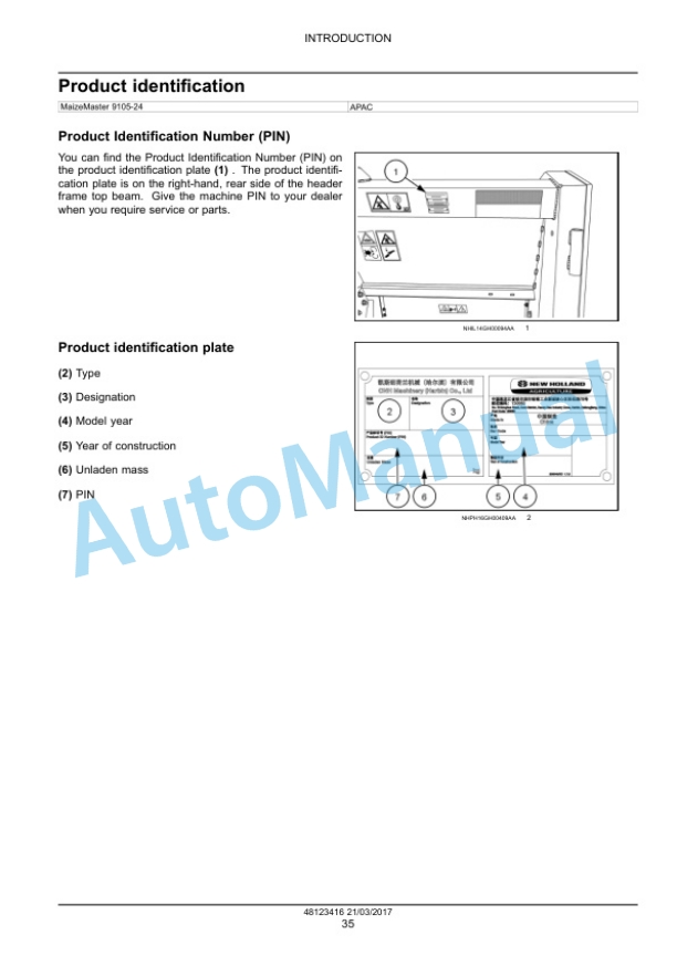 New Holland 9105-24 Maize Master Corn Header Service Manual 48123416 2 New Holland 9105-24 Maize Master Corn Header Service Manual 48123416-2