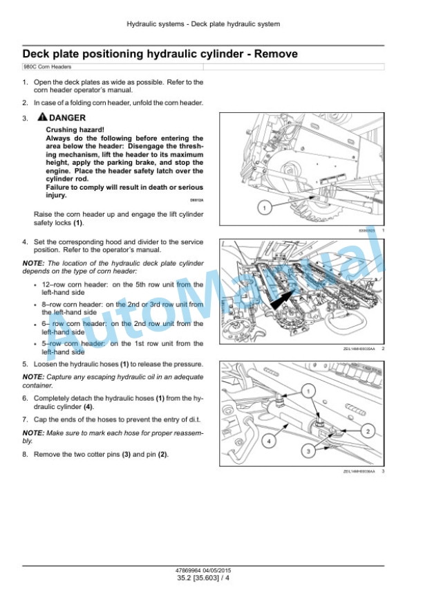 New Holland 980CF, 980CR Corn Header Service Manual 47869964 2 New Holland 980CF, 980CR Corn Header Service Manual 47869964-2