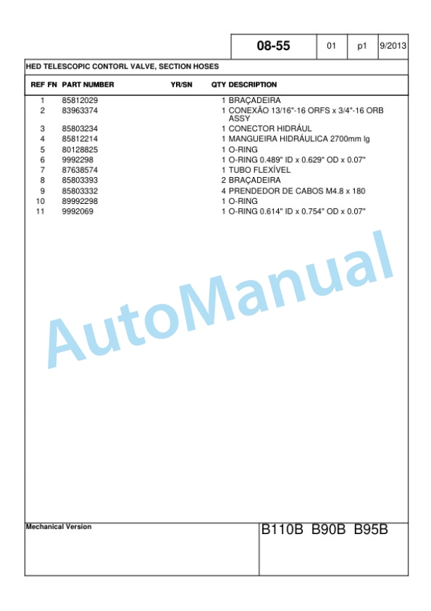 New Holland B90B, B95B, B110B Backhoe Loader Service Parts Catalogue 47493010 4 New Holland B90B, B95B, B110B Backhoe Loader Service Parts Catalogue 47493010-4