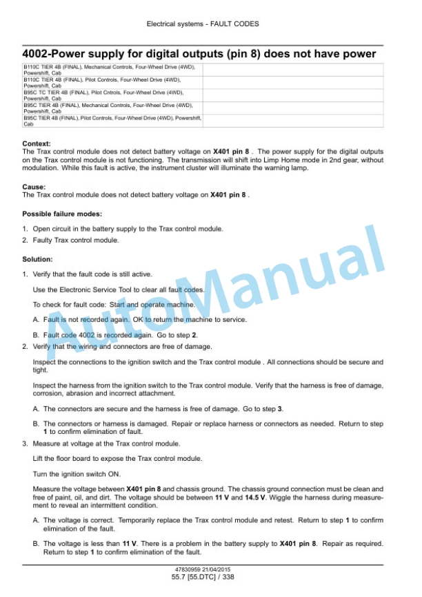 New Holland B95C, B95CTC, B110C Tier 4B Final Tractor Loader Backhoe Service Manual 47881806 5 New Holland B95C, B95CTC, B110C Tier 4B Final Tractor Loader Backhoe Service Manual 47881806-5