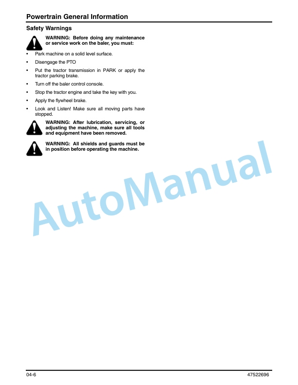 New Holland BB9090 Square Baler Service Manual 47522696 3 New Holland BB9090 Square Baler Service Manual 47522696-3