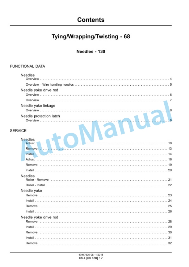 New Holland BC5050, BC5060, BC5070, BC5070 Hayliner, BC5080 Square Baler Service Manual 47936444 2 New Holland BC5050, BC5060, BC5070, BC5070 Hayliner, BC5080 Square Baler Service Manual 47936444 - Image 2