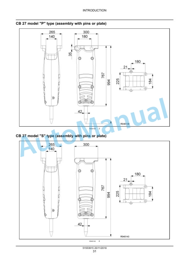 New Holland CB 18S, CB 27S, CB 37S Hydraulic Breaker Service Manual 51553915 3 New Holland CB 18S, CB 27S, CB 37S Hydraulic Breaker Service Manual 51553915-3