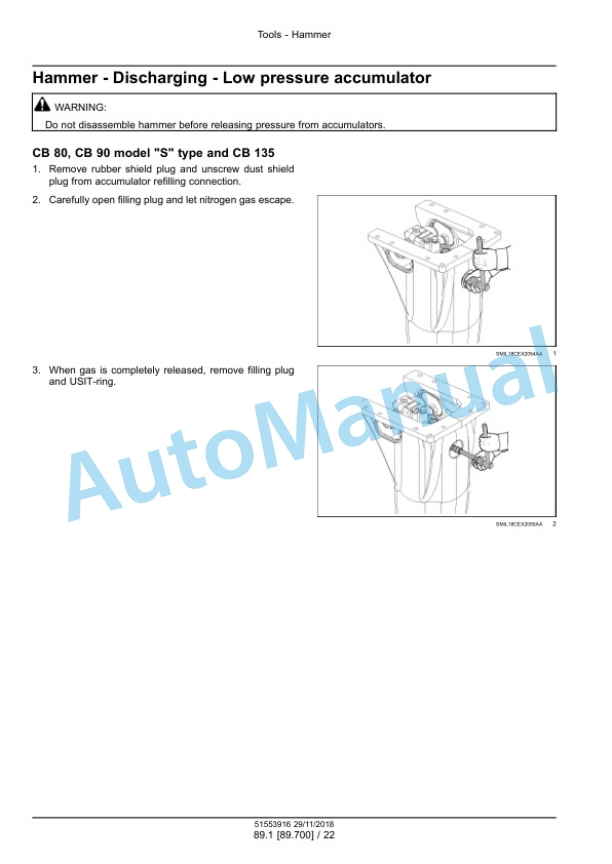 New Holland CB 80S, CB 90S, CB 135S Hydraulic Breaker Service Manual 51553916 4 New Holland CB 80S, CB 90S, CB 135S Hydraulic Breaker Service Manual 51553916-4