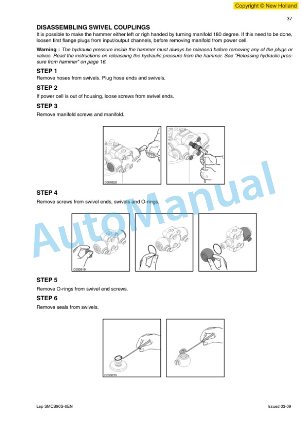 New Holland CB Series Hydraulic Hammer Service Manual 6036722103 3 New Holland CB Series Hydraulic Hammer Service Manual 6036722103-3