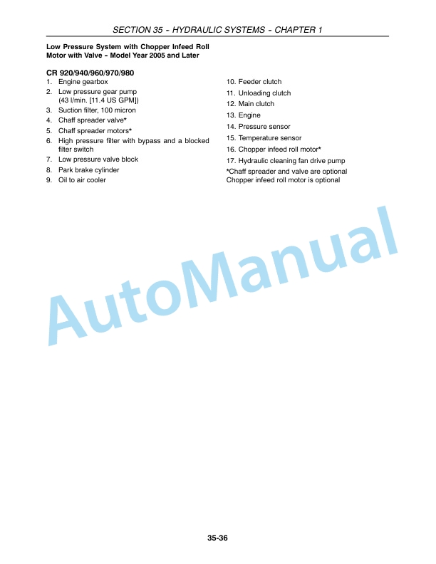 New Holland CR920, CR940, CR960, CR970 Combine Repair Manual 87600557 3 New Holland CR920, CR940, CR960, CR970 Combine Repair Manual 87600557-3