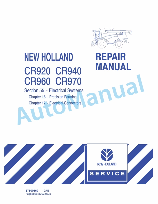 New Holland CR920, CR940, CR960, CR970 Combine Repair Manual 87600562