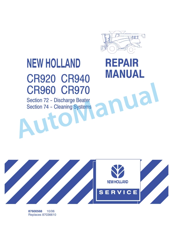 New Holland CR920, CR940, CR960, CR970 Combine Repair Manual 87600568