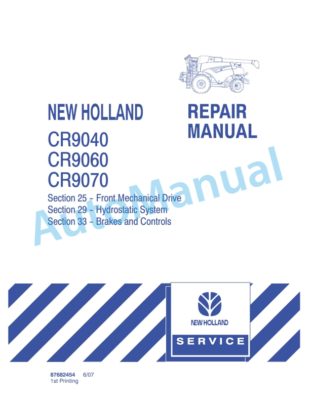 New Holland CR940, CR960, CR970 Combine Repair Manual 87682454