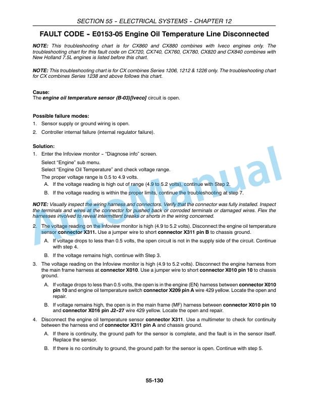 New Holland CX Series Repair Manual 87360007-4