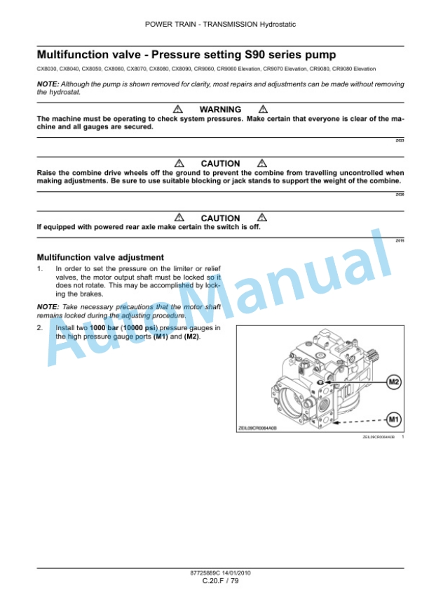 New Holland CX8030 - CR9090 Elevation Combine Repair Manual 87725889B1 2 New Holland CX8030 - CR9090 Elevation Combine Repair Manual 87725889B1-2