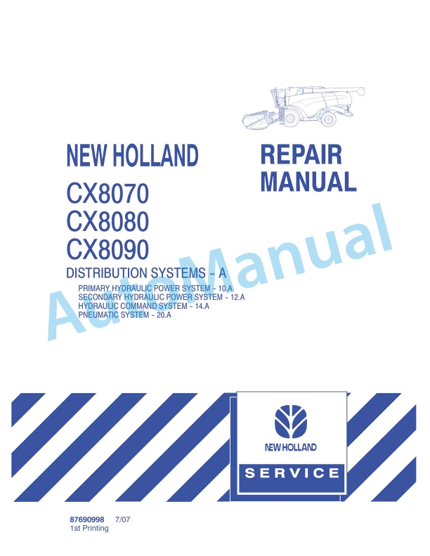 New Holland CX8070, CX8080, CX8090 Combine Repair Manual 87690998