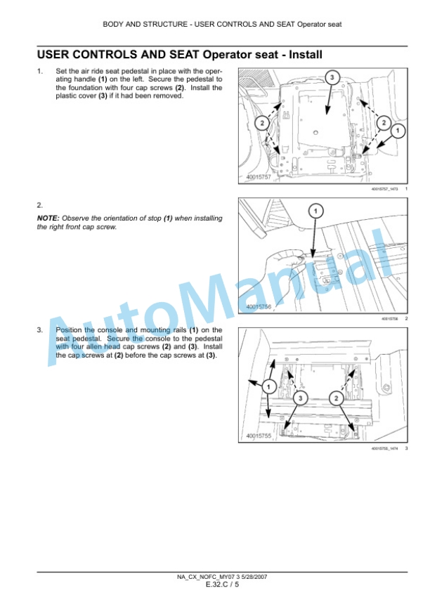 New Holland CX8070, CX8080, CX8090 Combine Repair Manual 87691009 2 New Holland CX8070, CX8080, CX8090 Combine Repair Manual 87691009-2