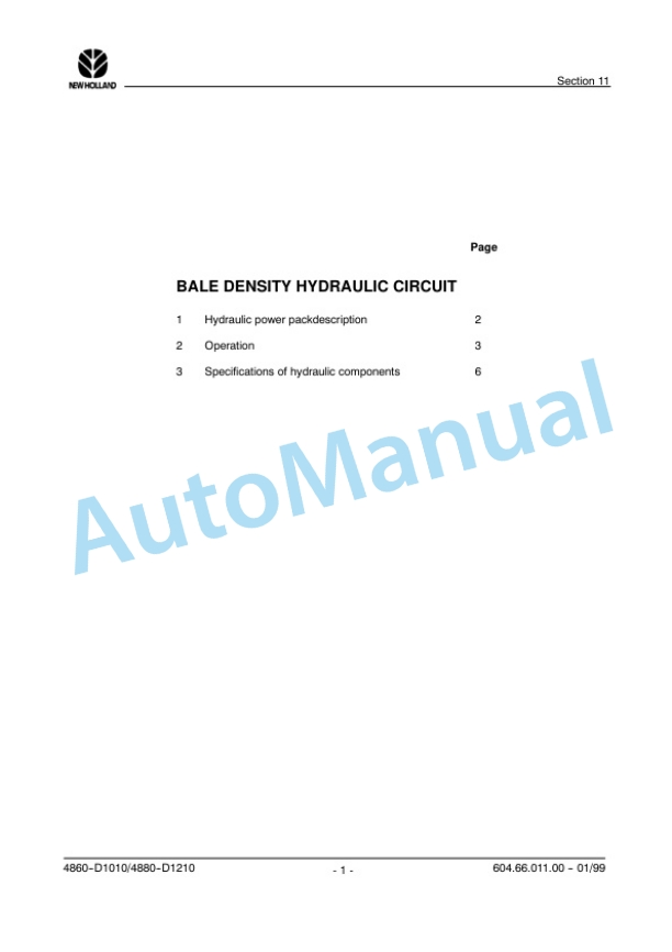 New Holland D1010, 4860, D1210, 4880, 590, 595 Repair Manual 6046601100 4 New Holland D1010, 4860, D1210, 4880, 590, 595 Repair Manual 6046601100-4