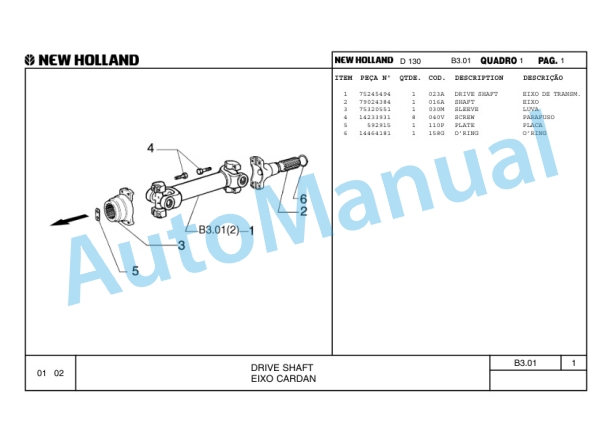 New Holland D130 Crawler Tractor Parts Catalogue 75314372 BR 3 New Holland D130 Crawler Tractor Parts Catalogue 75314372 BR-3