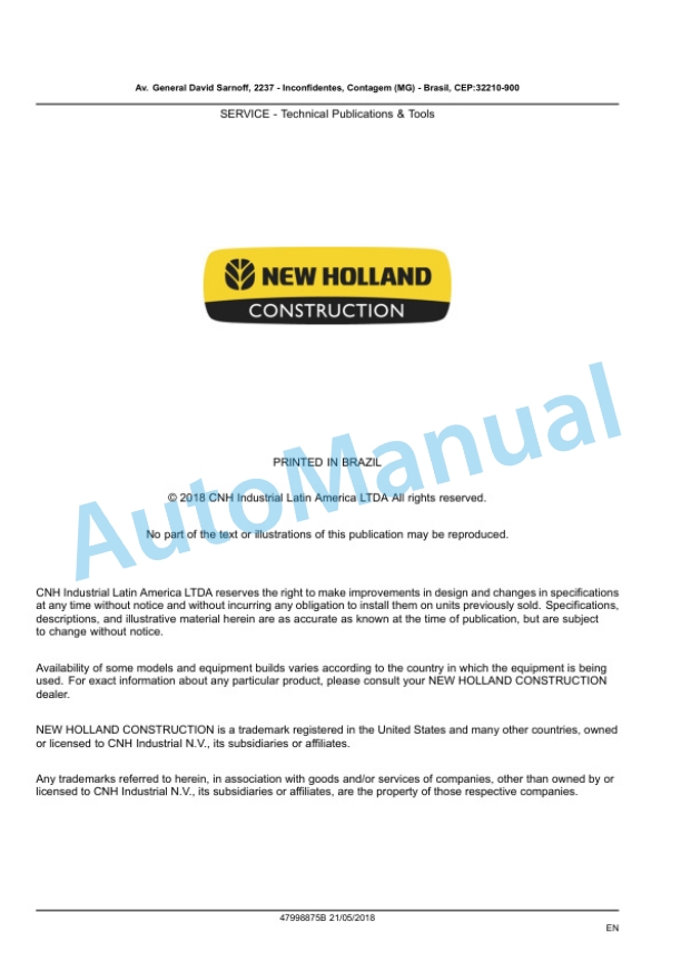 New Holland D150B Crawler Dozer Service Manual 47998875B 4 New Holland D150B Crawler Dozer Service Manual 47998875B - Image 4