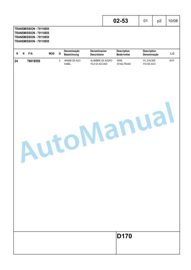 New Holland D170 Crawler Tractor Parts Catalogue 84224843 BR 3 New Holland D170 Crawler Tractor Parts Catalogue 84224843 BR-3