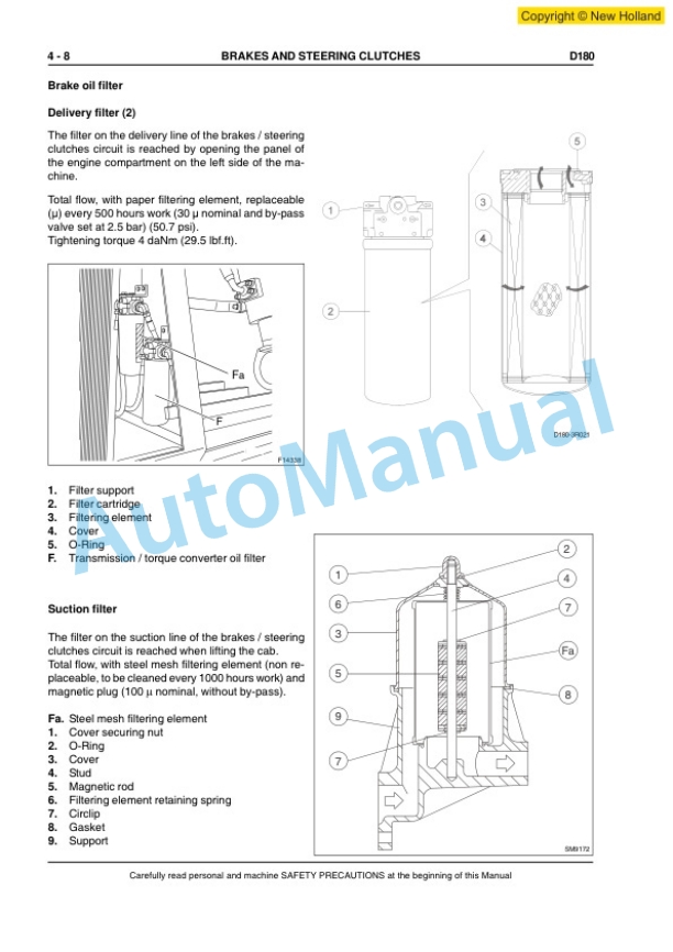 New Holland D180 Crawler Dozer Service Manual 84151290 3 New Holland D180 Crawler Dozer Service Manual 84151290-3